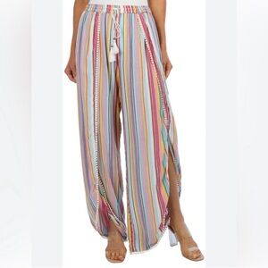 Angie Multicolor Striped Boho Open Leg Pants